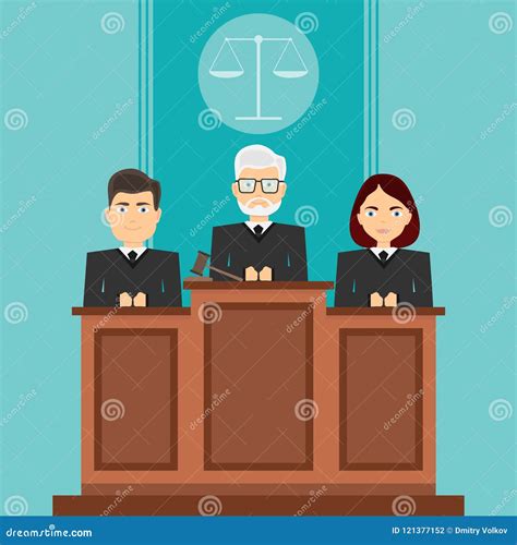 Sesión En Los Tribunales Los Jueces Se Sientan Ante El Tribunal Los