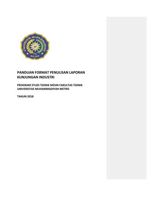 Pdf Panduan Format Penulisan Laporan Kunjungan Ft Ummetro Ac Id Wp