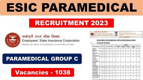 Esic Paramedical Recruitment 2023 ESIC Pharmacist Vacancy 2023