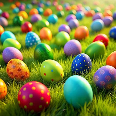 Premium Photo Lots Of Colourful Easter Eggs On Green Grass