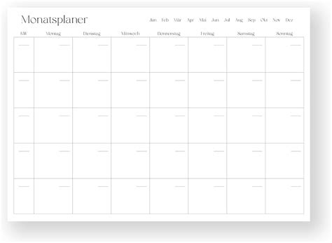 Maandplanner DIN A4 Kalender Ongedateerd Maandplanning