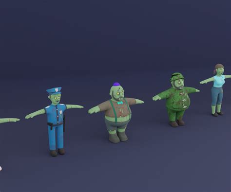 ArtStation - 6 Cartoon Zombie APOCALYPSE Characters with Rig and ...