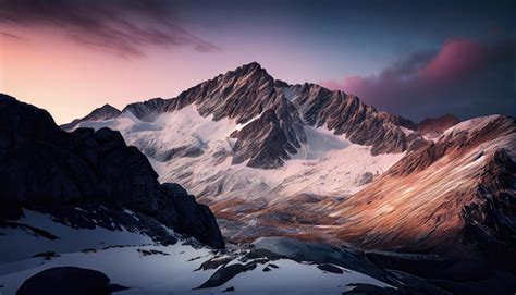 Paisaje Monta Oso De Gran Altitud Al Amanecer Con La Primera Luz