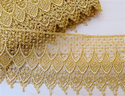 Gold Lace Trim Metallic Gold Venice Lace Gold Venise Lace | Etsy