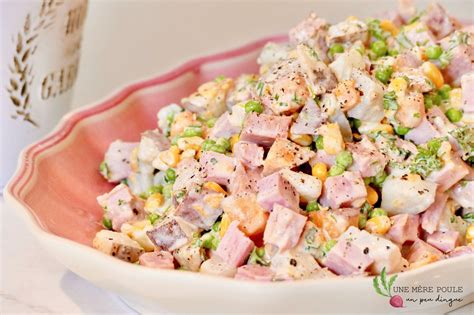 Salade crémeuse de légumes et de jambon UNE MÈRE POULE UN PEU DINGUE