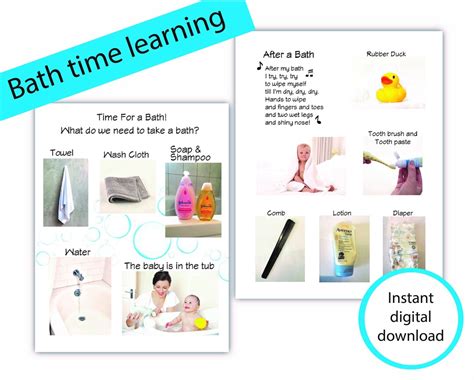 Toddler Learning Bath Time Activity, Kids Printout, Digital Download, Homeschool Learning ...