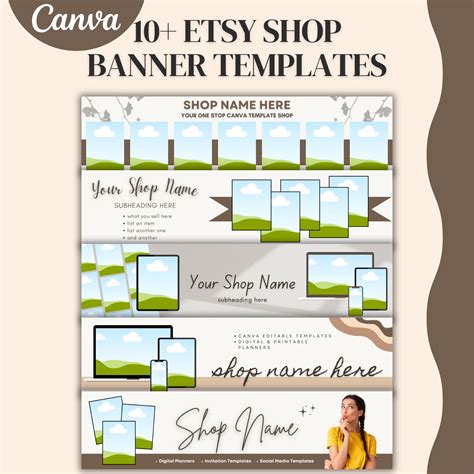 Etsy Banner Templates Editable In Canva Diy Etsy Mockup Frames Canva