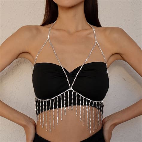 Y K Accessories Beach Bikini Sexy Body Woman Fashion Metal Tassel Diamond Temperament Chest