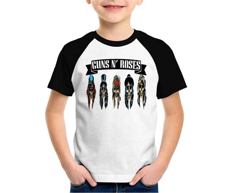 Camiseta Infantil Guns N Roses Rock Raglan Elo