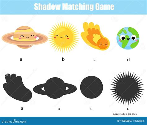 Shadow Matching Game Match Planet With Silhouette Learn Space Solar