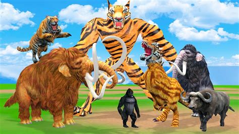 10 Zombie Tiger Lion Mammoth Vs African Elephant Cow Bull Buffalo Saved