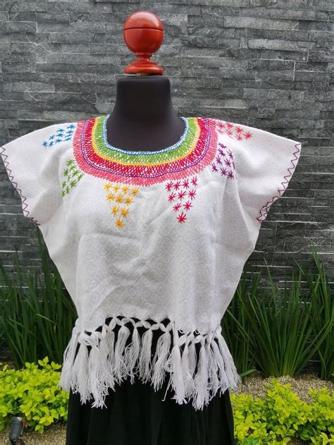 Huipil Chiapas Womens Blouse Embroidered By Hand Traditional Etsy Uk