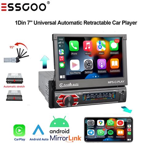 ESSGOO 1Din 7 Universal Automatic Retractable Car Stereo Multimedia