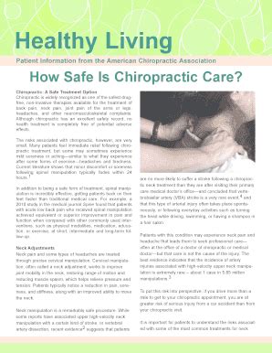 Fillable Online Chiropractic A Safe Treatment Option Fax Email Print