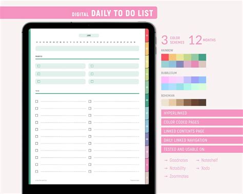 Digital to Do List, Digital Planner Template, Hyperlinked Task Checklist, Undated To-do List ...