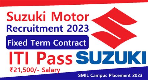 Suzuki Motor Recruitment 2023 21 500 ITI FTC Recruitment 2023