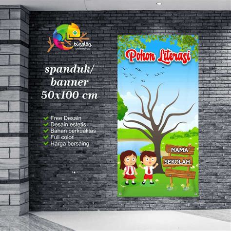 Jual Spanduk Banner 50x100 Pohon Literasi Sekolah Custom Desain