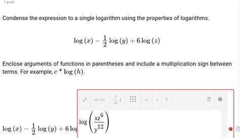 Solved Condense The Expression To A Single Logarithm Using Chegg