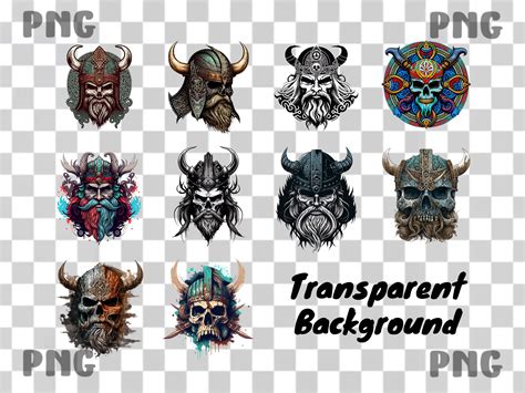 Viking Png Set of 10 Viking Skull Transparent Background Png for ...