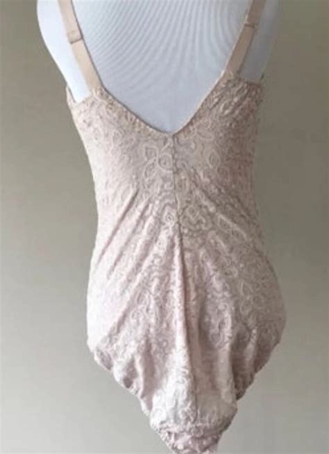 Maidenform Bodysuit Body Shaper 36DD Nude Lace Bodysuit Etsy