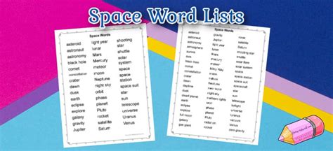 Space Word Lists - Free Word Work