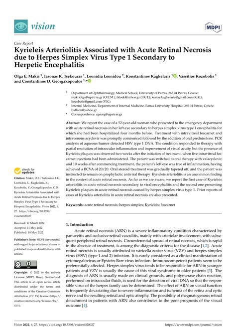 Pdf Kyrieleis Arteriolitis Associated With Acute Retinal Necrosis Due