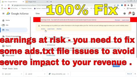 Earnings At Risk You Need To Fix Some Ads Txt Error Solution