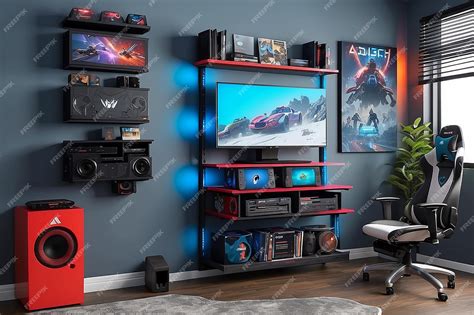 Premium Photo | Compact Gamer Setup with WallMounted Storage