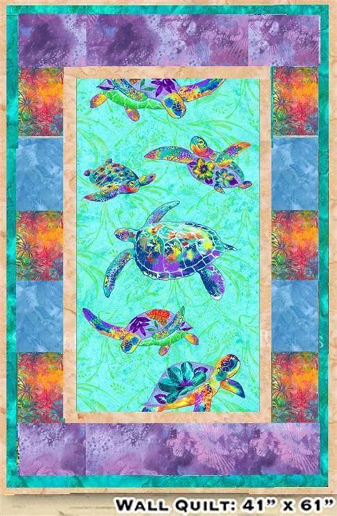 Calypso Turtles Panel Ocean Quilt Sea Turtle Quilts Turtle Quilt