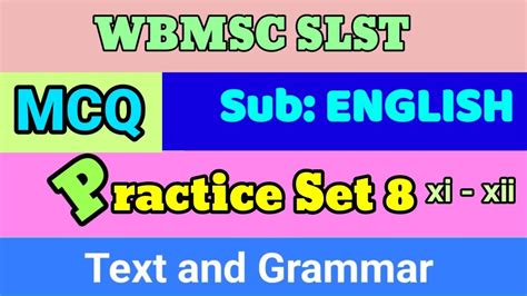 Wbmsc English Mcq Practice Set Slst English Slstenglish Youtube