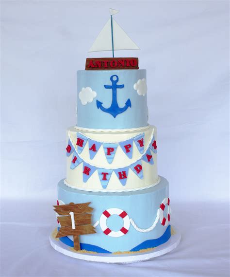 Nautical Birthday Cake Made With Satin Ice Ritzy Bakes Nautical