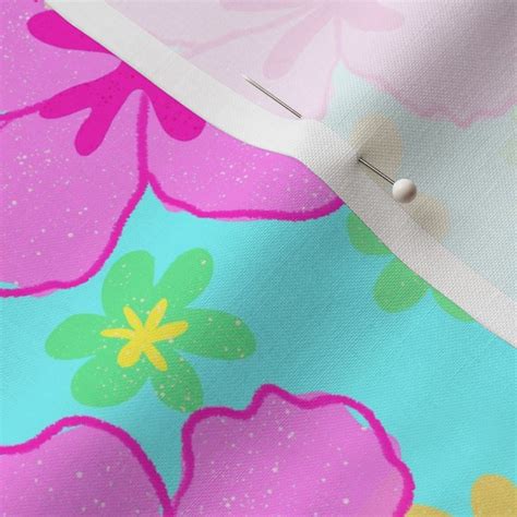 Pink Hibiscus Flower Pattern Fabric Spoonflower