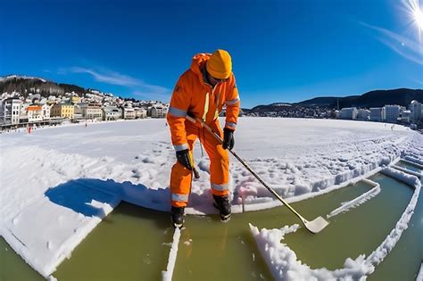 Premium Photo Hockey On Frozen Pond Winter Sports