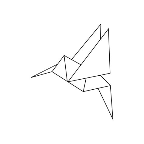 Vektor Hand Gezeichnet Origami Zahl Im Das Gestalten Von Ein Kolibri