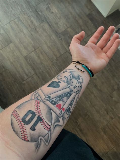 Men’s Forearm Tattoo | Baseball tattoos, Small tattoos for guys, Card tattoo