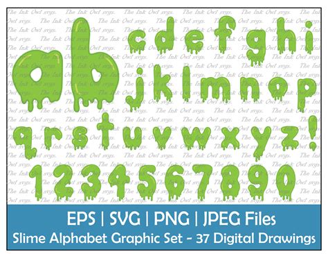 Slime Drip Lowercase Letter Alphabet And Numbers Vector Etsy