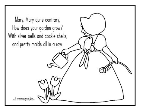 Mary Mary Quite Contrary Coloring Page Coloring Nation