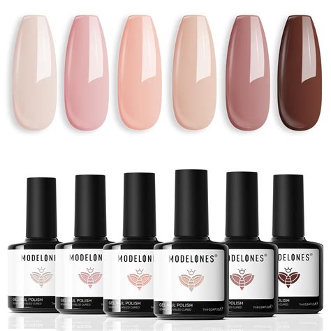 Amazon Modelones Kit De Esmalte De U As De Gel Colores Color Rosa Nude Tonos De Piel