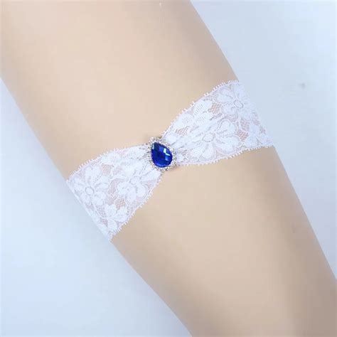 Wedding Vintage Garter Blue Rhinestone Garter Belt Bridal Lace Garter