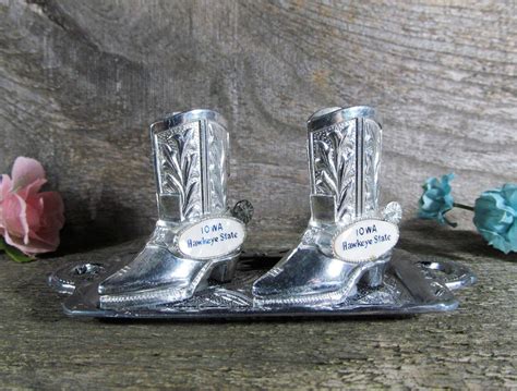 Cowboy Boots And Tray Salt And Pepper Shakers Set Of 2 Iowa Etsy