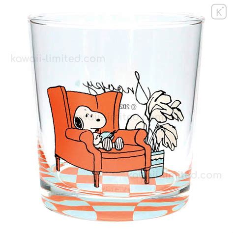 Japan Peanuts Glass Tumbler Snoopy Home Orange Kawaii Limited