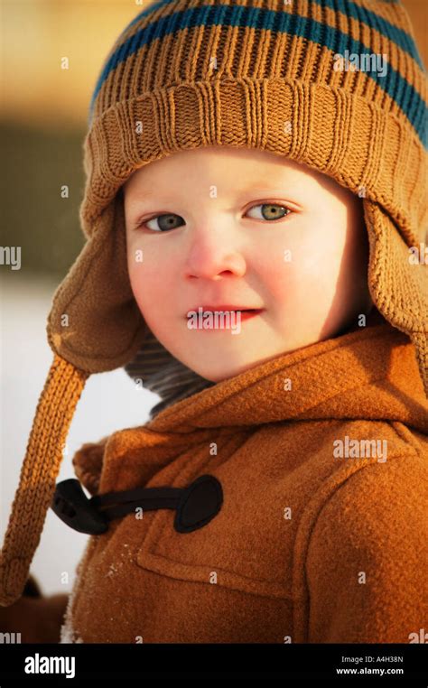 Boy Wearing Winter Clothing Stock Photo Alamy