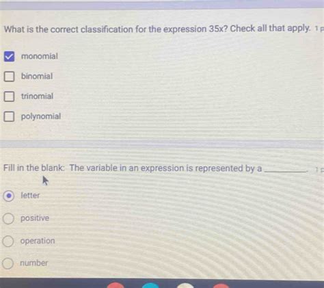 Solved What Is The Correct Classification For The Expression X