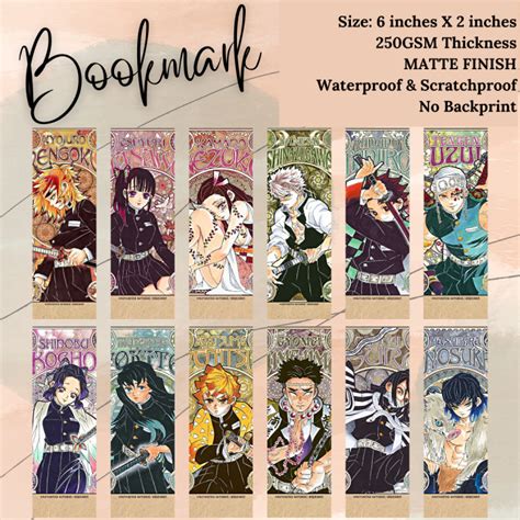 demon slayer kimetsu  yaiba bookmark print sold  piece