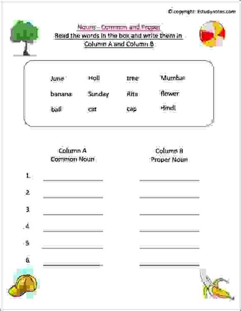 Common And Proper Nouns Worksheet First Grade