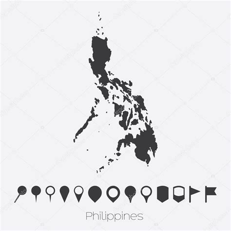 Map With Pointers Of The Country Of Philippines Stock Vector By