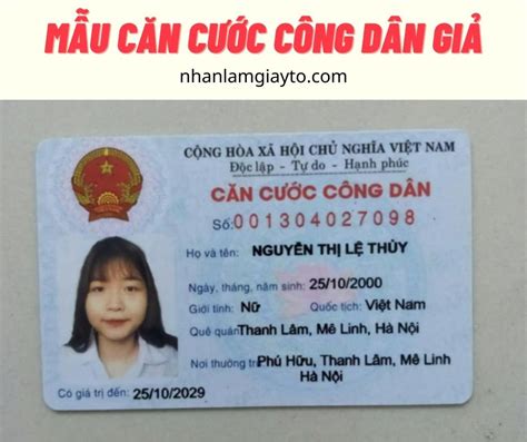 Dịch Vụ Làm Căn Cước Công Dân Giả 2 Triệu đồng Nhận Làm Giấy Tờ