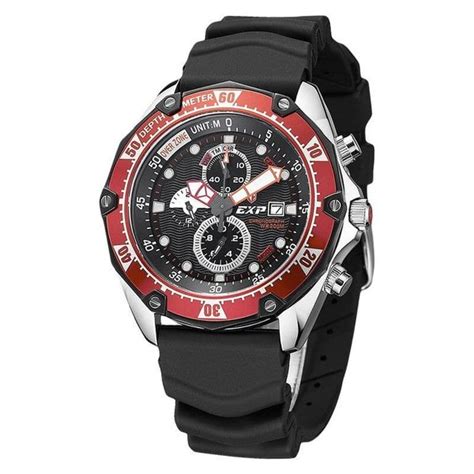 Jual Jam Tangan Expedition E E Pria Silver Red Rubber Black