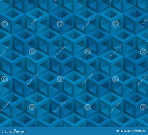 Blue Cubes Isometric Seamless Pattern Stock Vector Illustration Of