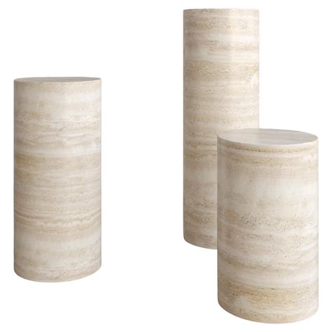 Nude Travertine Voyage Console Table By The Essentialist For Sale At